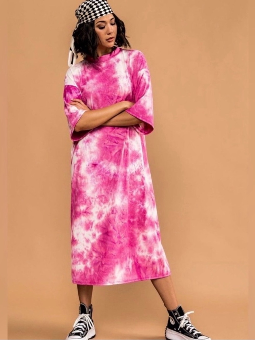 Dressed in LALA Pink Tie Dye Ozzy Dress Size Small